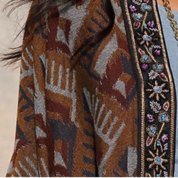 Soft Surroundings Asmara Embellished Beaded Knit Tapestry Wrap Earthy Ikat - Picture 9 of 16